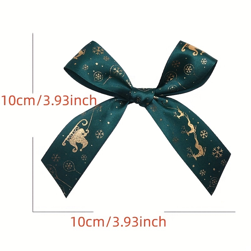 Green Red Christmas Ribbon Tie With Christmas Tree Reindeer - Temu