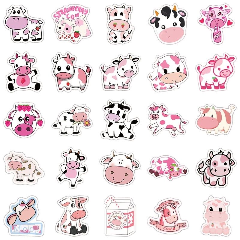 100pcs Cartoon Cute Pink Cow Series Graffiti Waterproof Sticker Diy  Creative Toy - Toys & Games - Temu