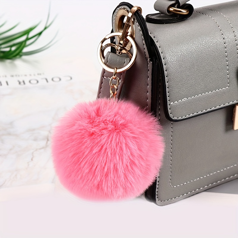 Soft Plush Fur Ball Keychain Fall Winter Pom Pom Cute Colorful Bag