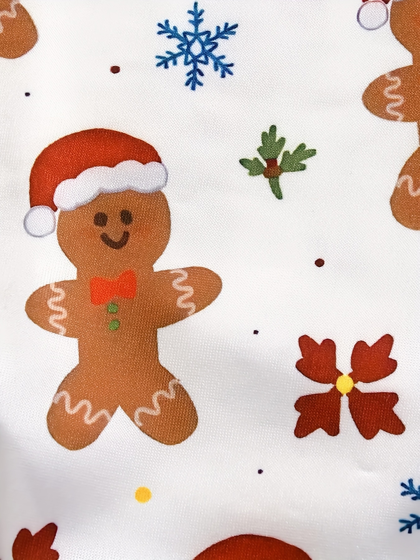 Plus Size Christmas Cute Underwear Set, Women's Plus Snowflake &  Gingerbread Man Print Letter Tape Bra & Panty Underwear Two Piece Set