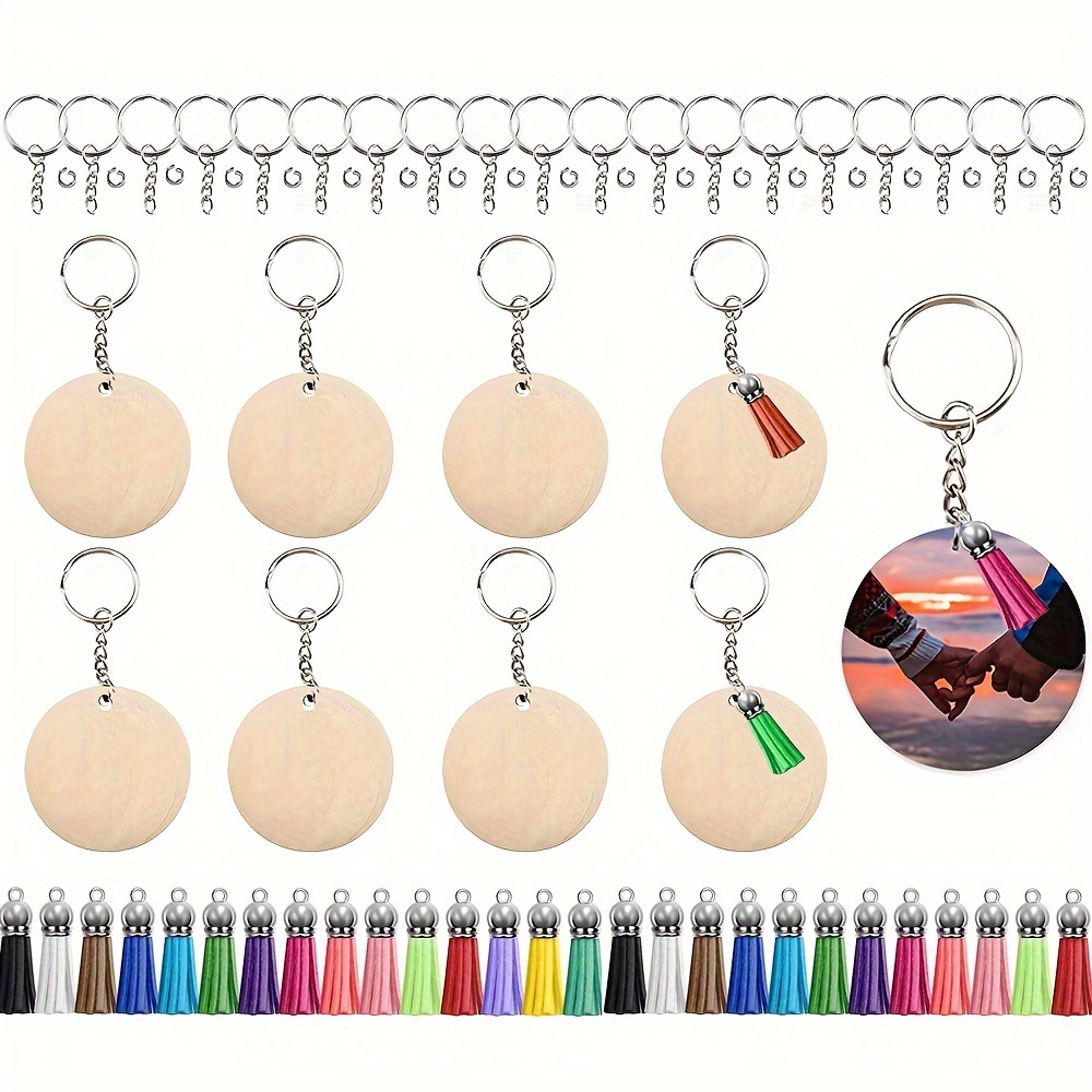 Baker Ross AX679 People Keyring Blanks - Pack of 10, Wooden Bag Dangler  Creative Activities for Kids Arts and Crafts or Keychain Making Projects