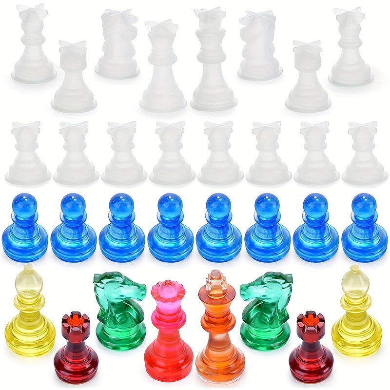 Molde de resina epóxi de cristal para peça de xadrez DIY Rainha Rei 6 Molde  de silicone de peça de xadrez tridimensional - Temu Portugal