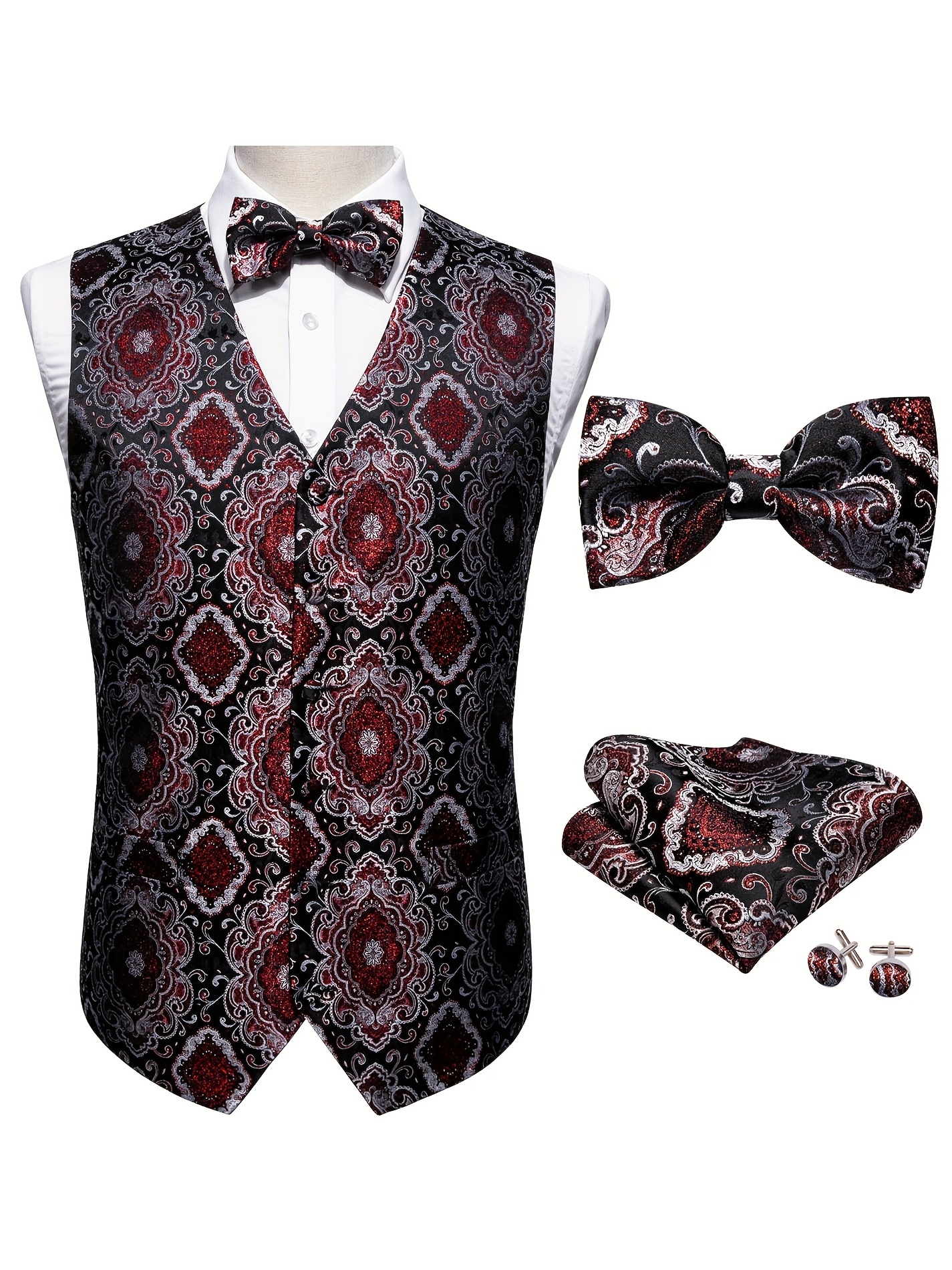 Burgundy on sale paisley waistcoat