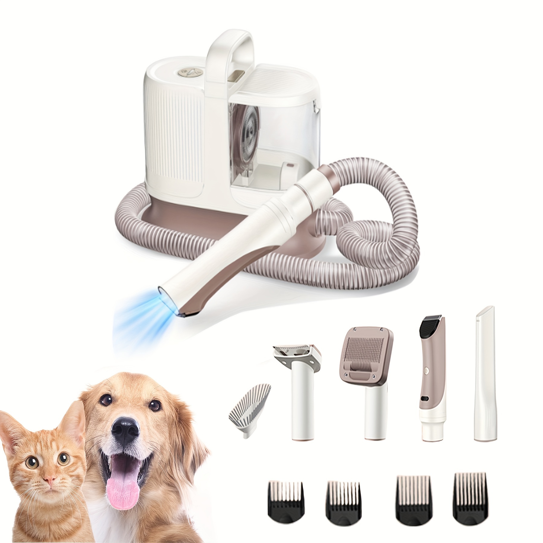 Aspiradora para perros para aseo de pelo, kit de aseo de mascotas de 3  litros con 5 herramientas profesionales, bajo ruido, cortadora de pelo de  perro