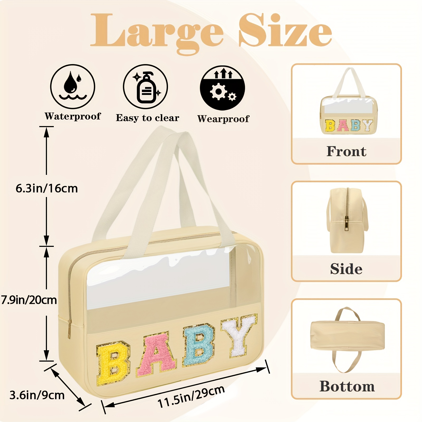 Preppy Makeup Bag Clear Zipper Pouches For Travel Clear Pvc - Temu