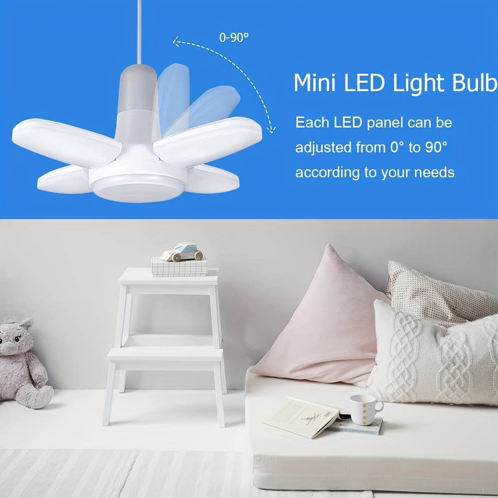 1pc mini led garage light e26 28w deformable led garage ceiling lights 8000lm daylight lamps with 4 1 adjustable panels deformable led shop lights for garage warehouse indoor living room basement barn lighting details 3