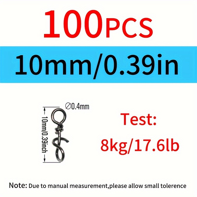 10mm - 26mm Strengthend Stainless Steel Quick Lock Snap Spring Clamp Lure Connectors Drop Rigs Saltwater Fishing Accessories 100pcs/bag
