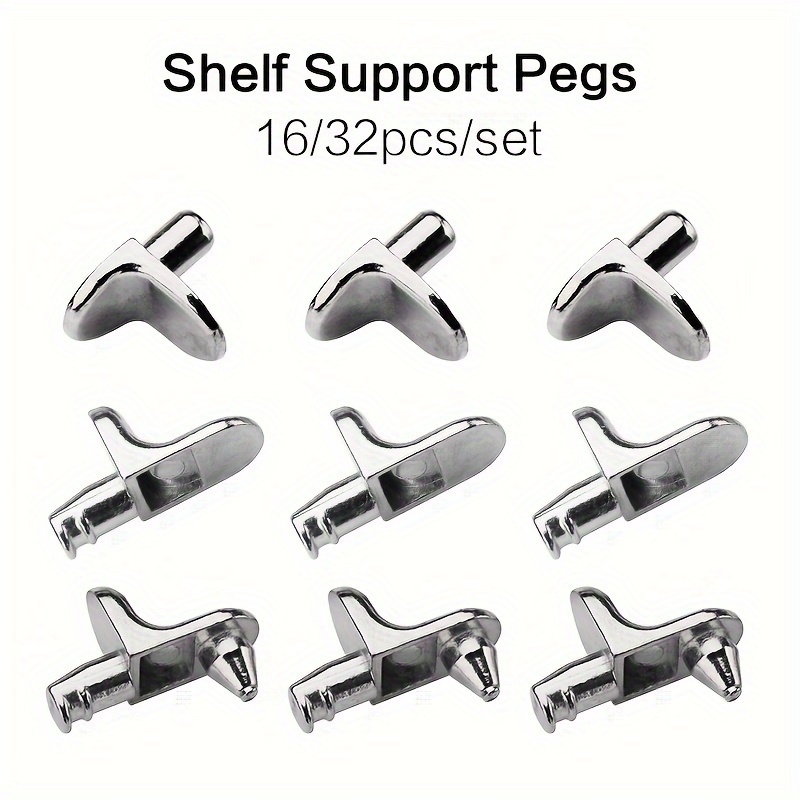 RamPro 12 Pieces Steel Shelf Support Peg Clip Set - Shelf Pins Clear Shelf  Support Pegs for Cabinet Furniture, Steel Cabinet Clips Book Shelves