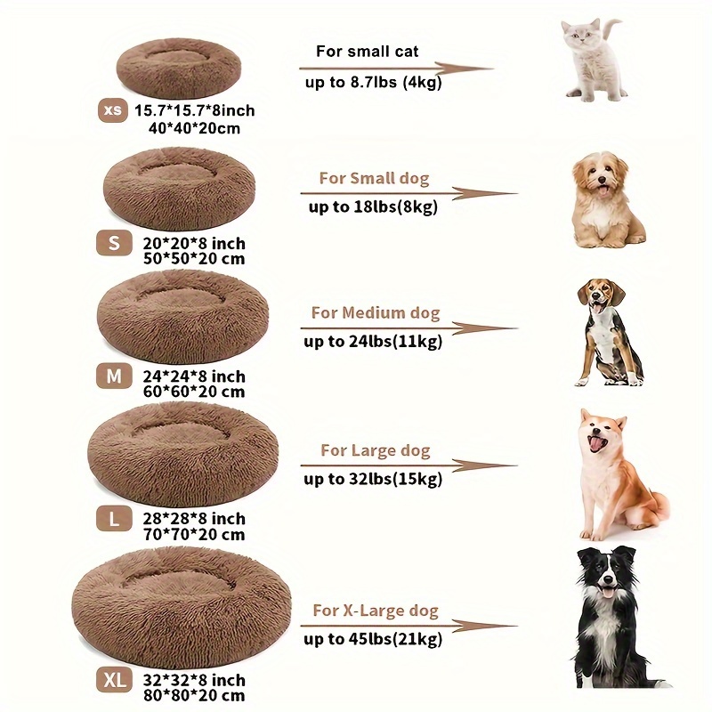 Panier pour chien Donut - 70 cm - Panier pour Chiens - Peluche - Moelleux -  Extra doux