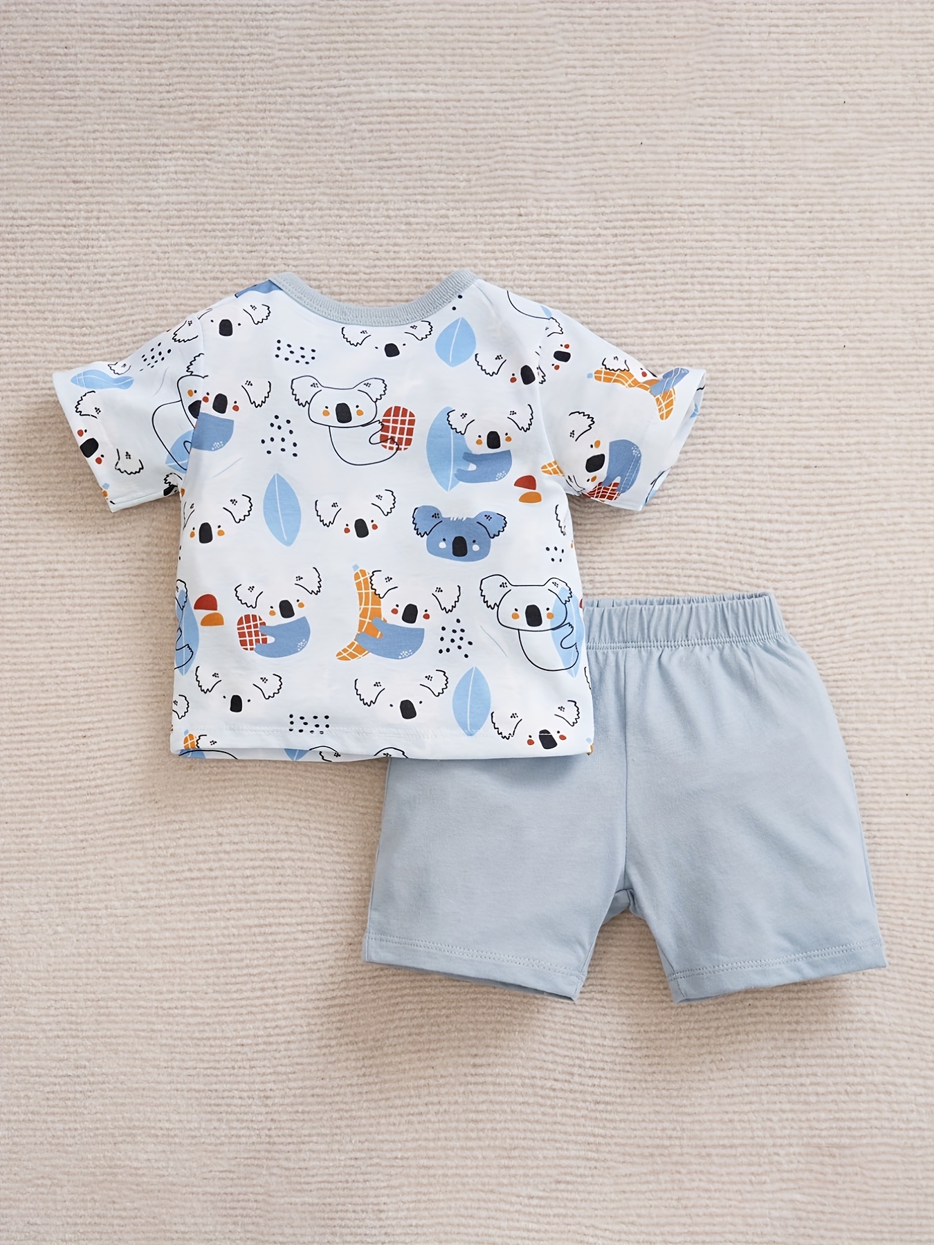 Newborn Baby Girls Outfits Short Sleeve Round Neck Tiger Print T-shirt Top + Stripe Shorts 2Pcs Clothes Set 6-9 Months,White 