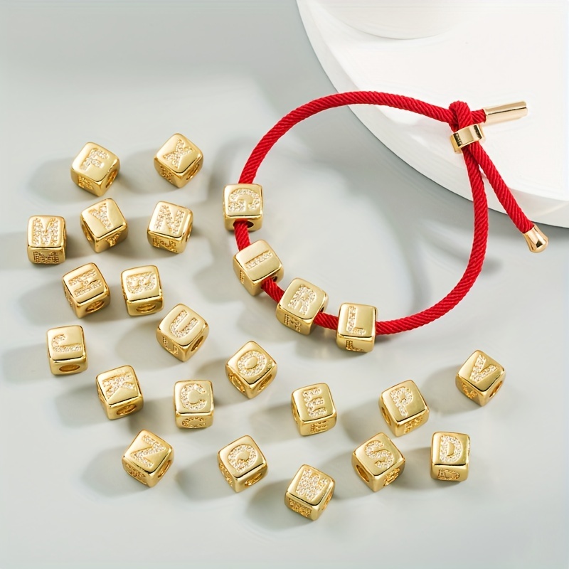 Brass Cubic Zirconia Decor Letter Beads Rhinestone Cube - Temu