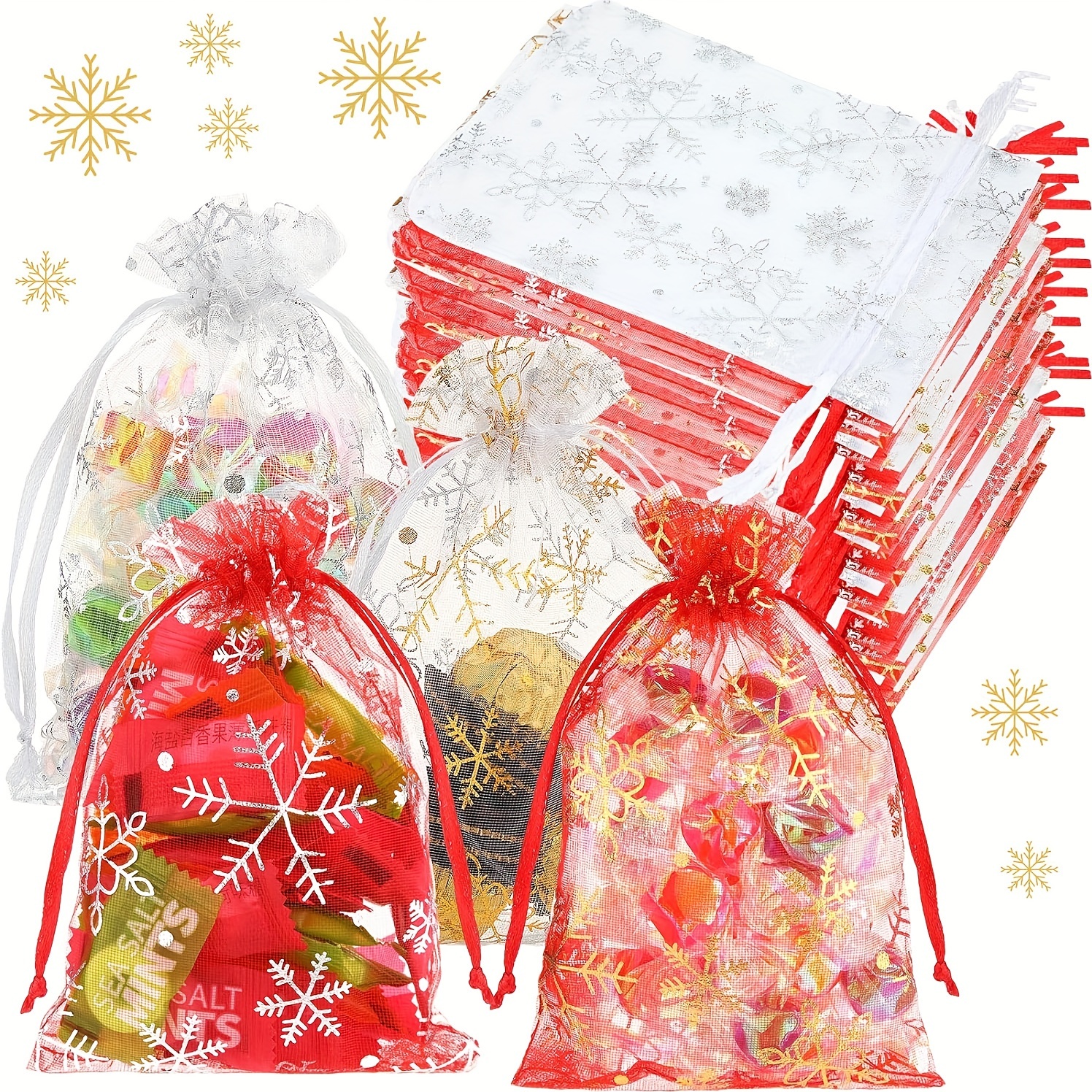 1 Pieza Bolsas Organza Navideñas Cordón Joyería Dulces - Temu