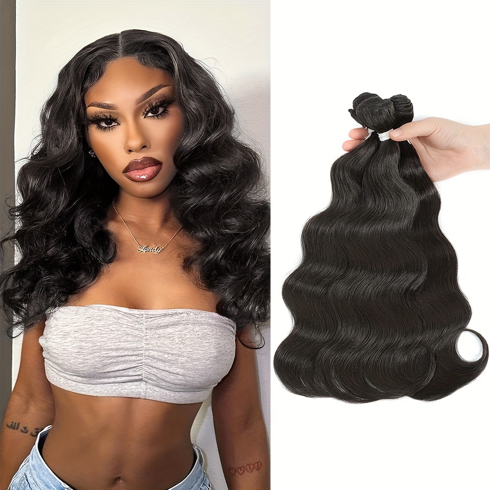 Synthetic Body Wave Hair Bundles Hair Weaving Soft Natural Temu