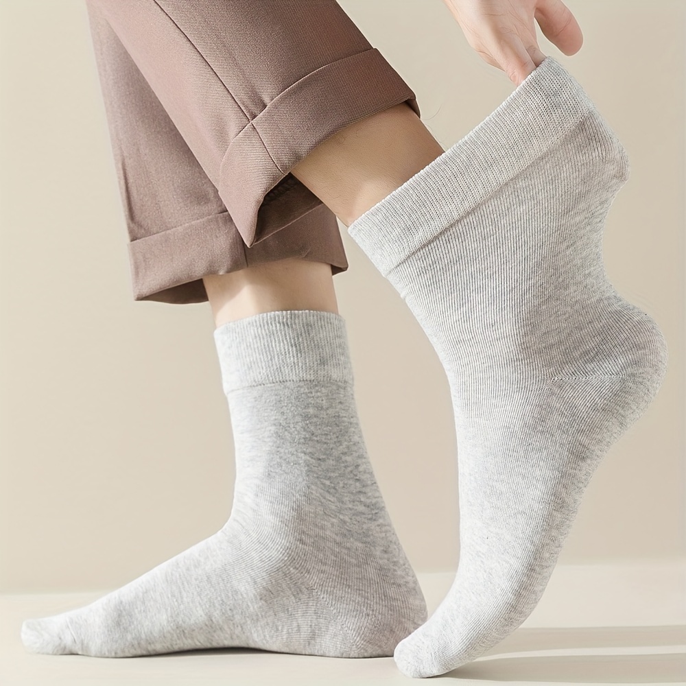  DZALS 10 Pairs Womens Cotton Sock Soft Casual Crew Cut