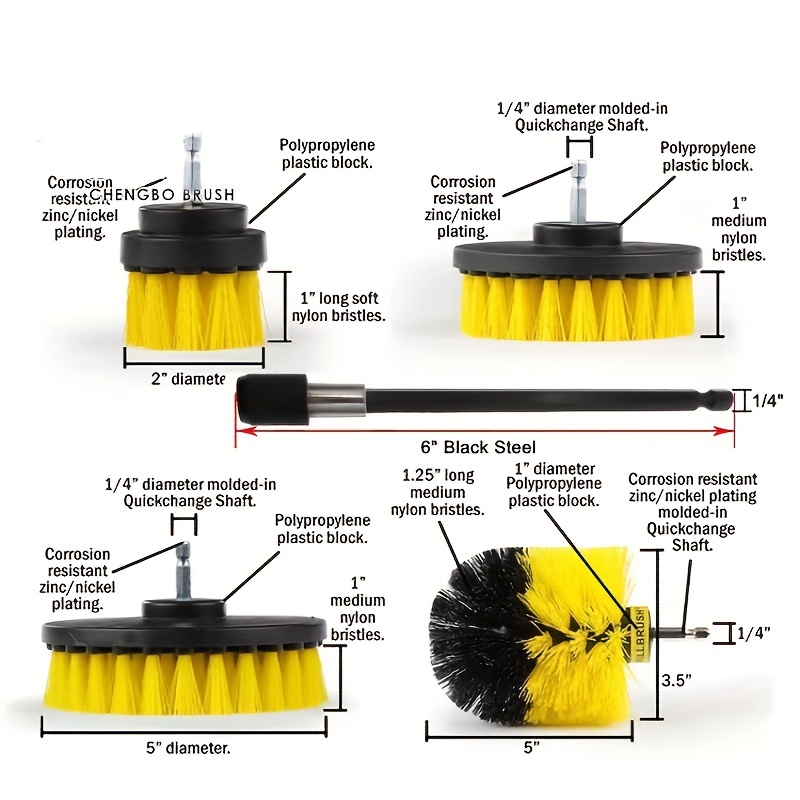 Auto Detailing Drill Brush Set, 4pcs Wheel Cleaner Brushes, Car Cleaner  Wash Brush Supplies Kit for Tire, Car Mats, Floor Mat, Bathroom and Auto  Power