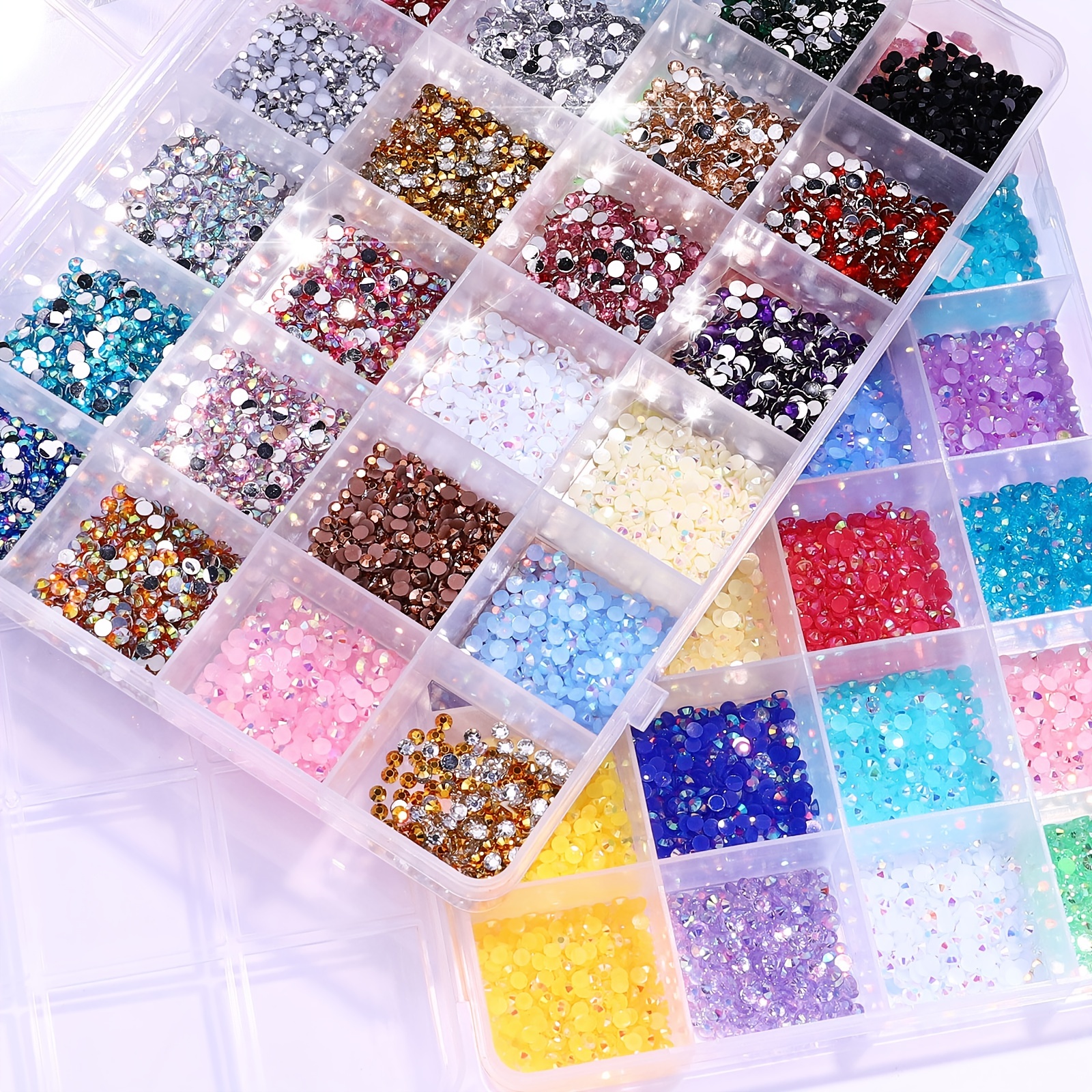 3mm Clear AB Crystal Rhinestones Set Round Resin Flatback Colorful Glitter  Gems Nail Accessories DIY 3D Nail Art Decorations