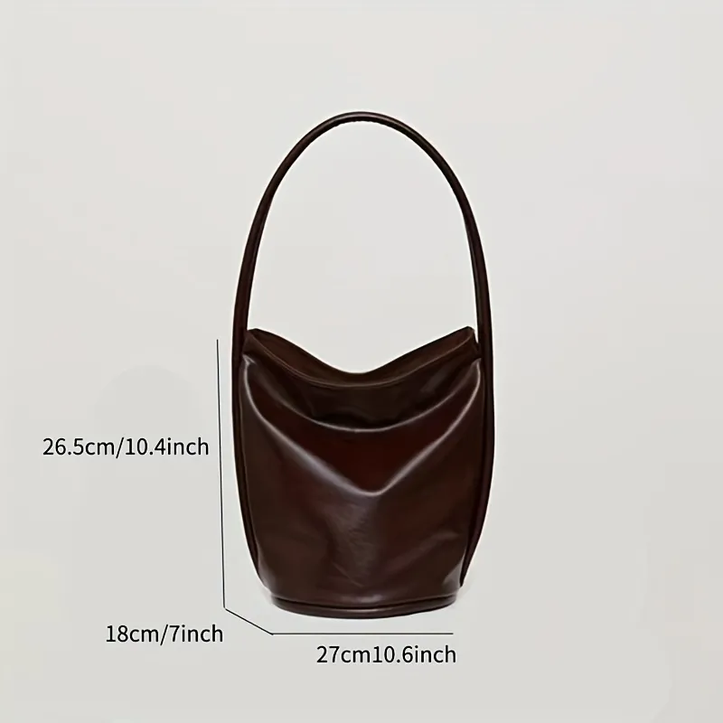 Retro Crossbody Bag For Women, Simple Solid Color Bucket Bag