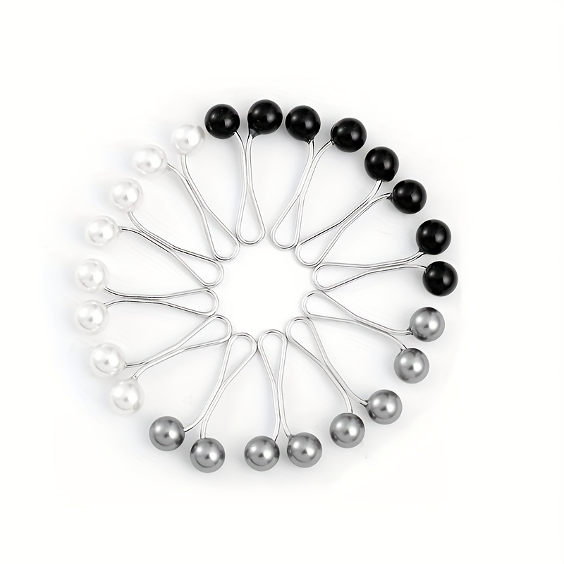 Image of 12pcs Lady Pearls Women Shawl Scarf Lady Scarves Hijab Clips Pearl Brooch Pins Pin Headscarf Pearl Clip Scarf Clips Middle East
