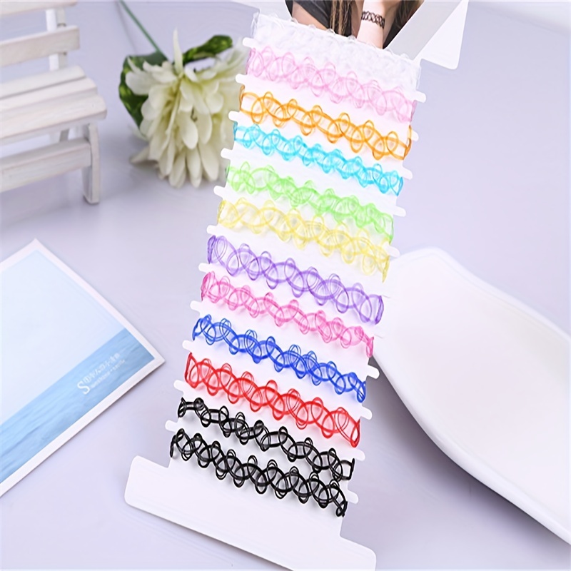 

12pcs Fishing Line Elastic Choker Necklace Stretch Tattoo Necklaces
