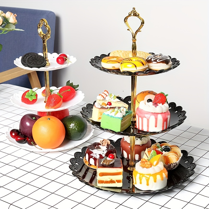 Round Cup Cake Tower Tree Display  Tier Pastry Plastic Dessert Holder  Dessert Tower Tray for Candy Fruit Donuts Cake Frozen Ice Cubes Blue Art - 4