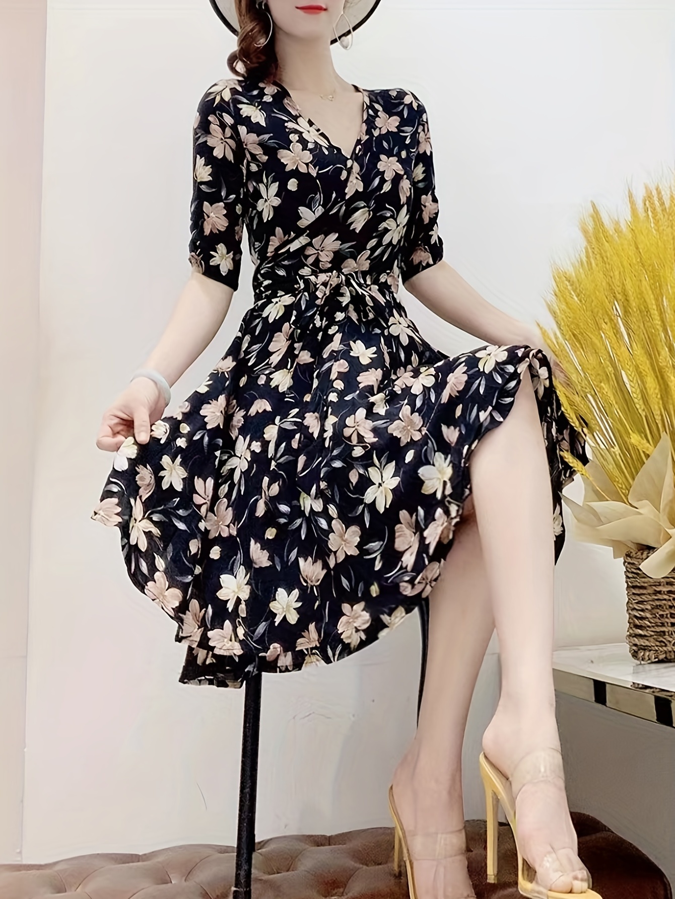 Women's Dresses Chiffon Dress Women Elegant Summer Floral - Temu Philippines