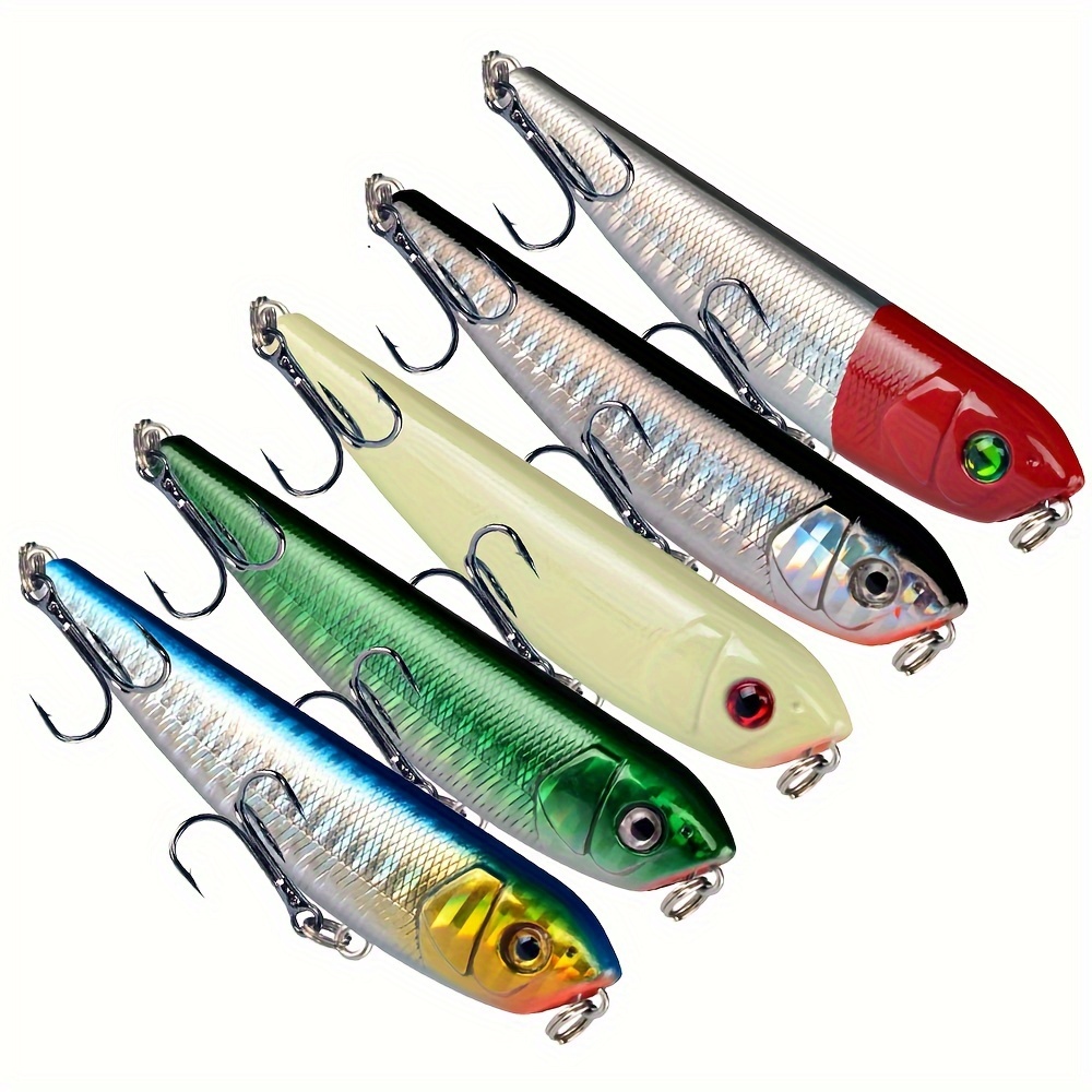  TRUSCEND Topwater Pencil Fishing Lures with Double Floating  Rotating Tail, Surface Pencil Popper, Long Cast Premium Bass Bait with  Knock Rattle, Walk The Dog Swimbaits for Freshwater Saltwater : Sports