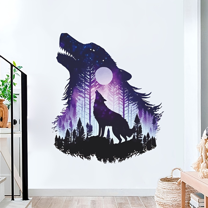 Adesivi Decorativi Da Parete 3D Lupo Adesivi Murali Decalcomanie Murali 3D  Fracassate Animale Wall Vinyl Art Family For Kids Camera Da Letto Soggiorno