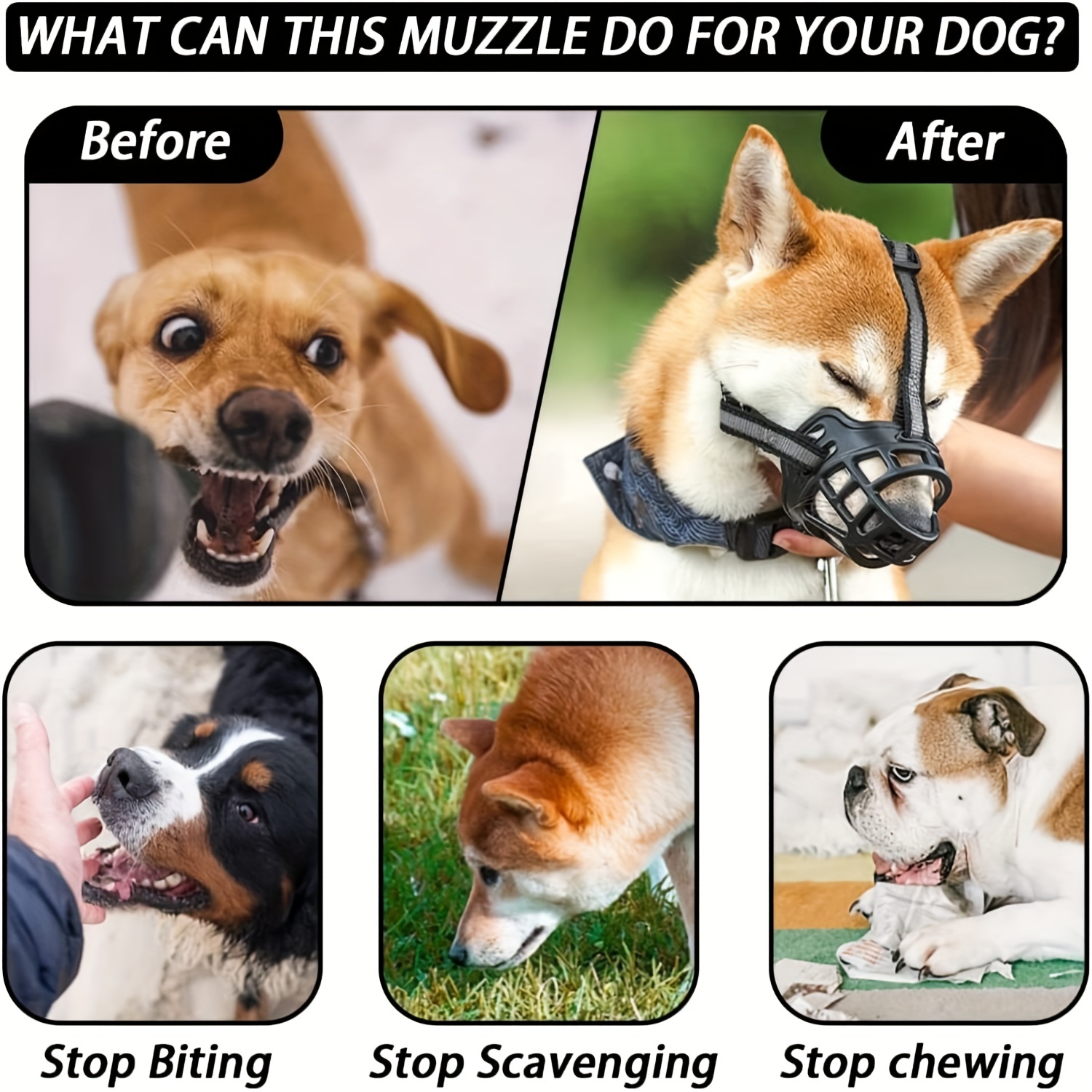 dog muzzle small medium large dogs soft cage muzzle prevent Temu