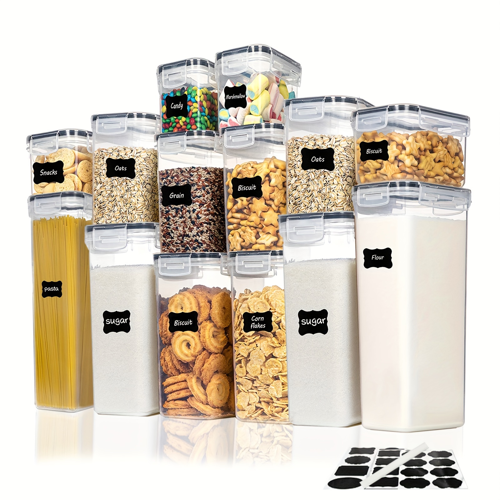14 Pcs Airtight Food Storage Containers Storage for Sugar, Flour, Snack,  Baking