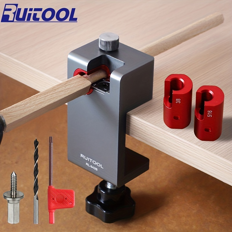 Dowel Maker, Tenon Dowel Plug Cutter with Lock Wood Sticks Maker  Multifunctional Drilling Guide with HSS Cutter Head Woodworking Carpentry  Positioner
