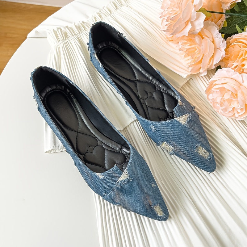 Denim flat cheap shoes womens