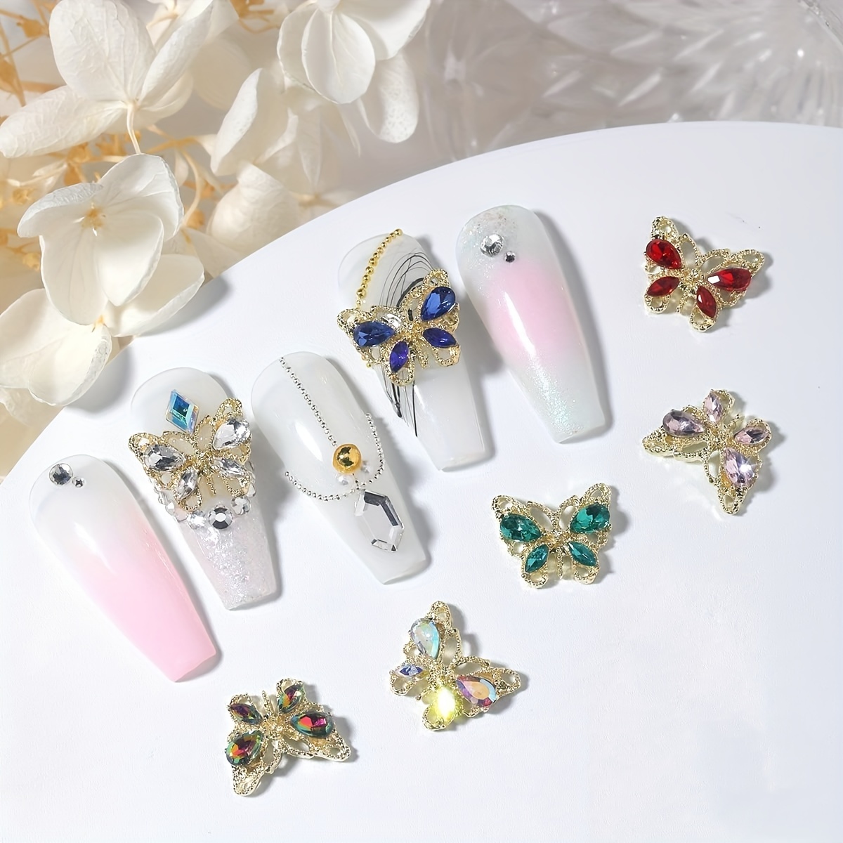 3d Butterfly Nail Charms Nails Butterflies Rhinestones Big Nail