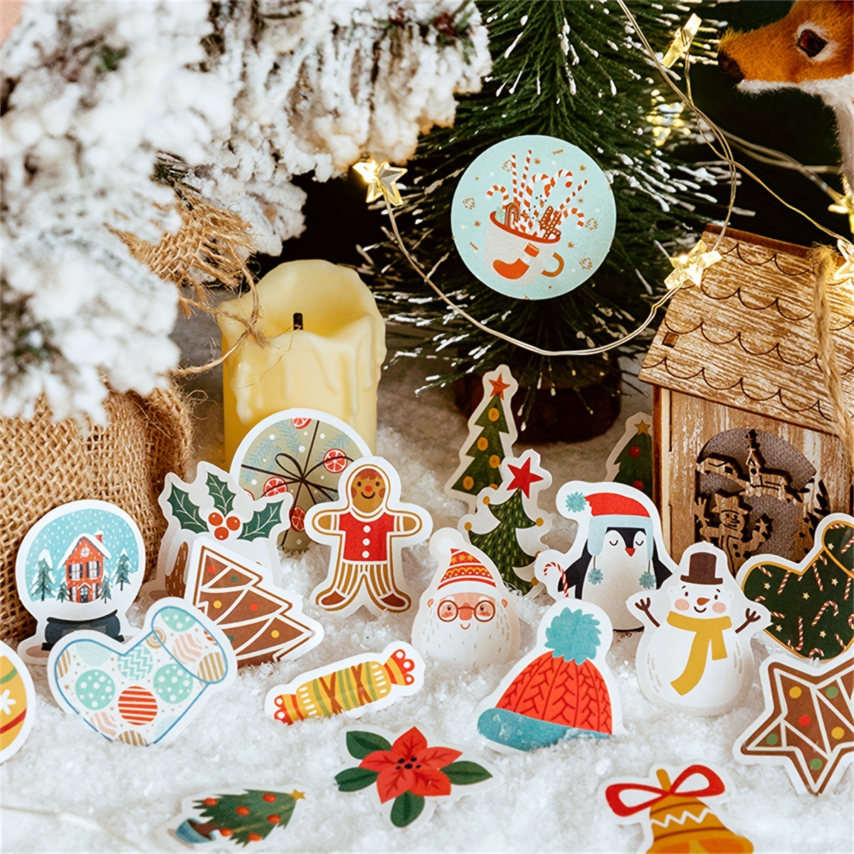46pcs Merry Christmas Box Stickers Scrapbooking Label Diary Stationery