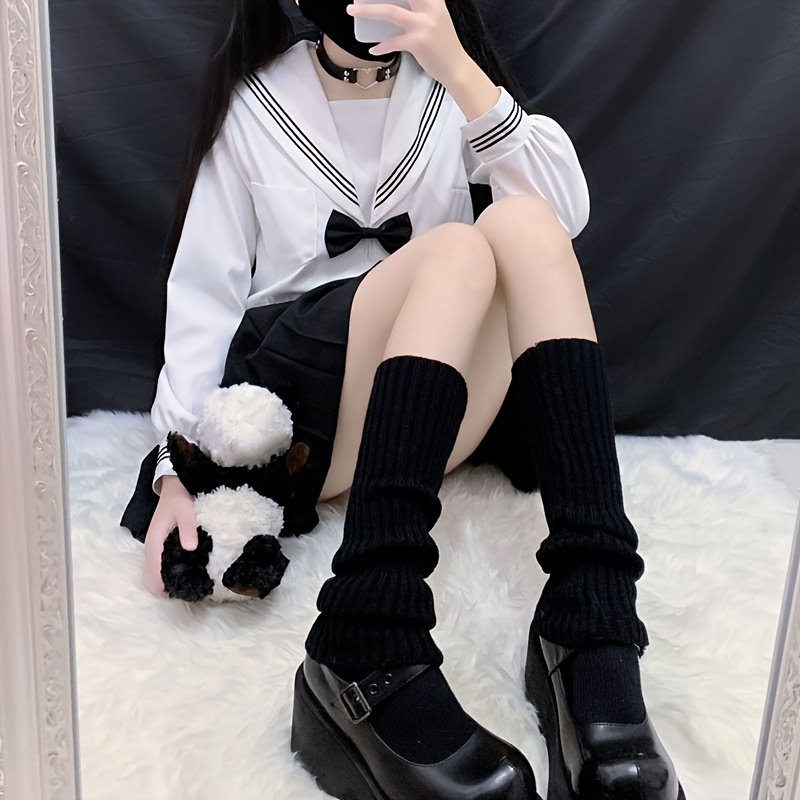 Retro Solid Cable Knitted Leg Warmers match Knee High Socks - Temu