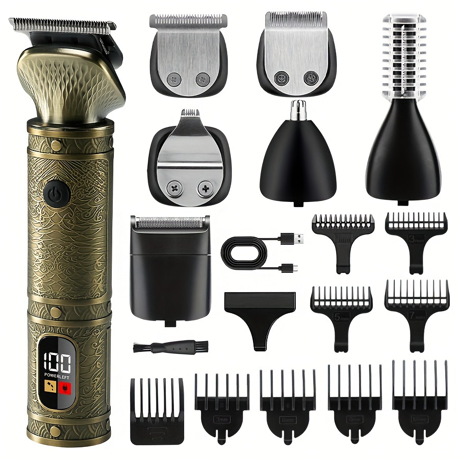 7 in 1 Professional Hair Grooming Kit Men: Trim Shave Style - Temu