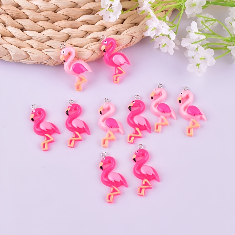 

10pcs Two-color Flamingo Resin Charms Diy Animal Pendant For Diy Earrings Necklace Jewelry Accessories