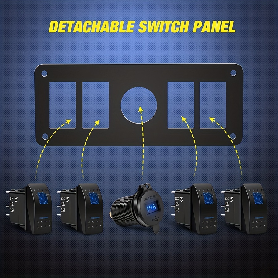 Switch, for 12V/24V On Off Switch 4 Gang Rocker Switch Panel On  0,Replacement Parts 0 4 Gang Rocker Switch Panel 4 Gang Rocker Switch, for  12V/24V