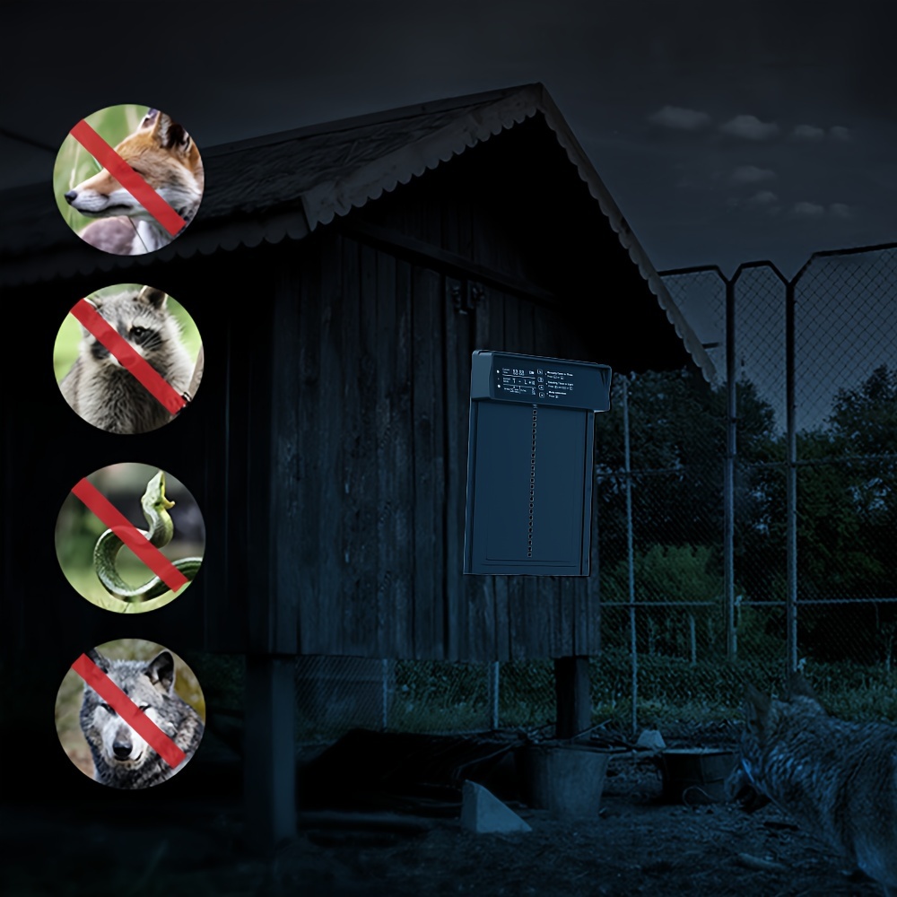 1pc automatic chicken coop door solar powered chicken coop door with timer light sensor full aluminum chicken door opener with lcd screen multi modes anti for poultry details 5