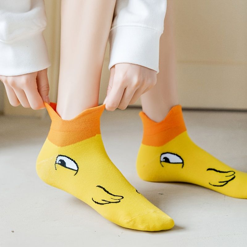 6 Pairs Cartoon Duck Pattern Socks Comfy Breathable Cute Ankle Socks  Women's Stockings Hosiery - Clothing, Shoes & Jewelry - Temu