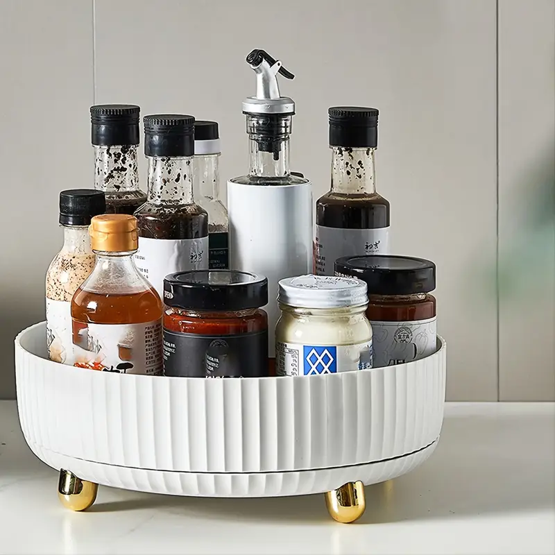 1pc spice racks rotatable storage tray salt sauce and vinegar countertop storage rack multi functional storage rack kitchen supplies 8 7in 2 95in 3