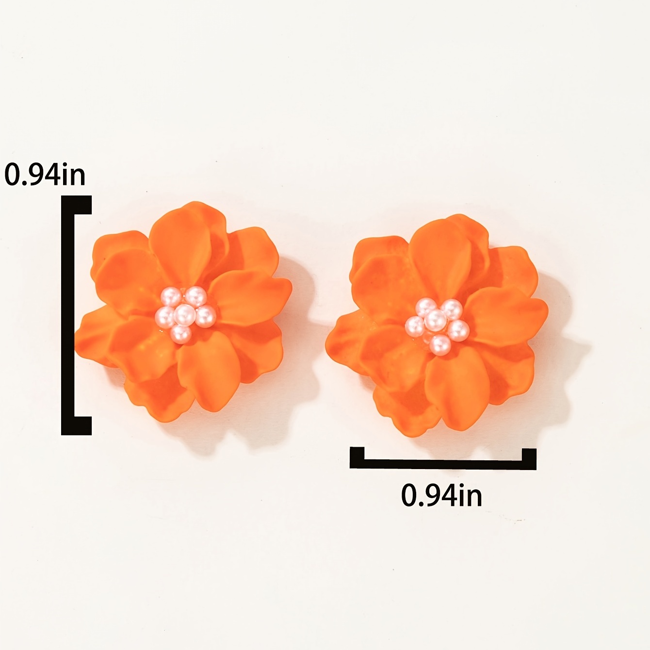 Versatile Orange Camellia Flower Stud Earrings, 1 Pair