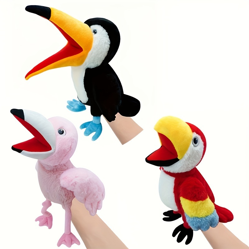 Cute Big Mouth Bird Flamingo Hand Puppet Plush Toy Love - Temu