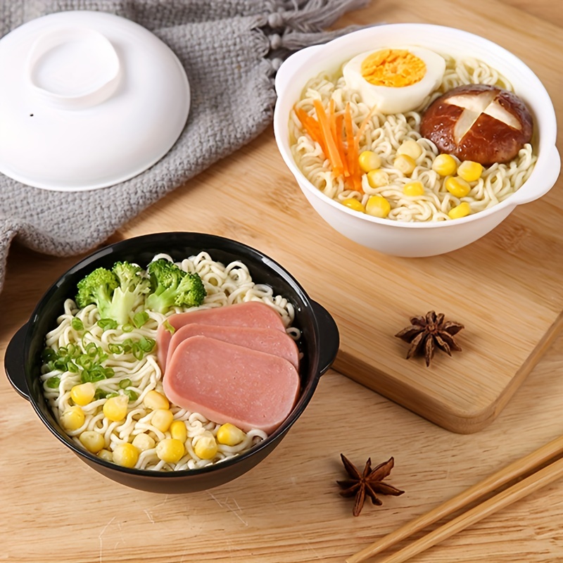 1pc Plastic Noodle Soup Bowl Container Ramen Bowl With Lid - Temu