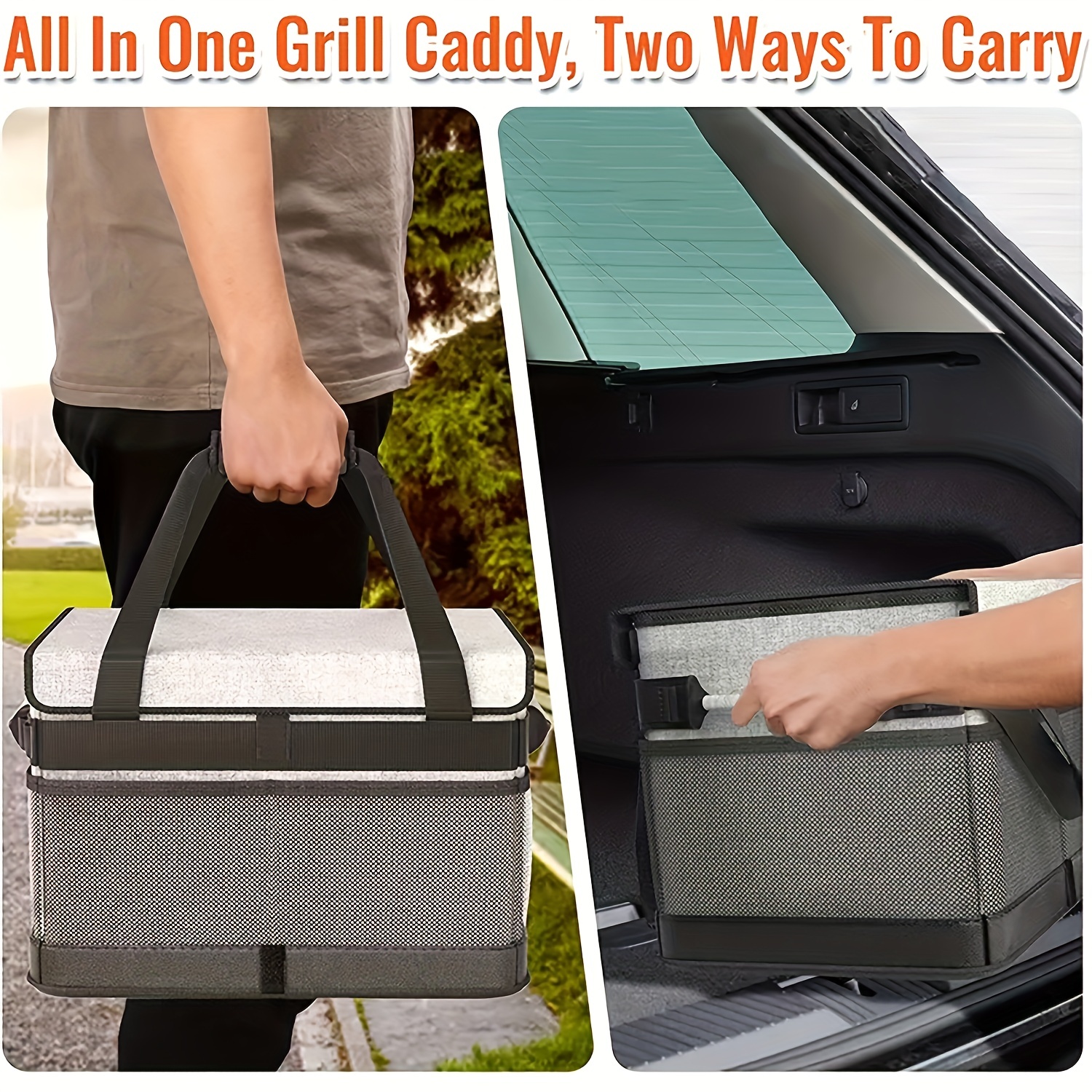 Grill Caddy with Paper Towel Holder, BBQ Caddy for Outdoor Camping