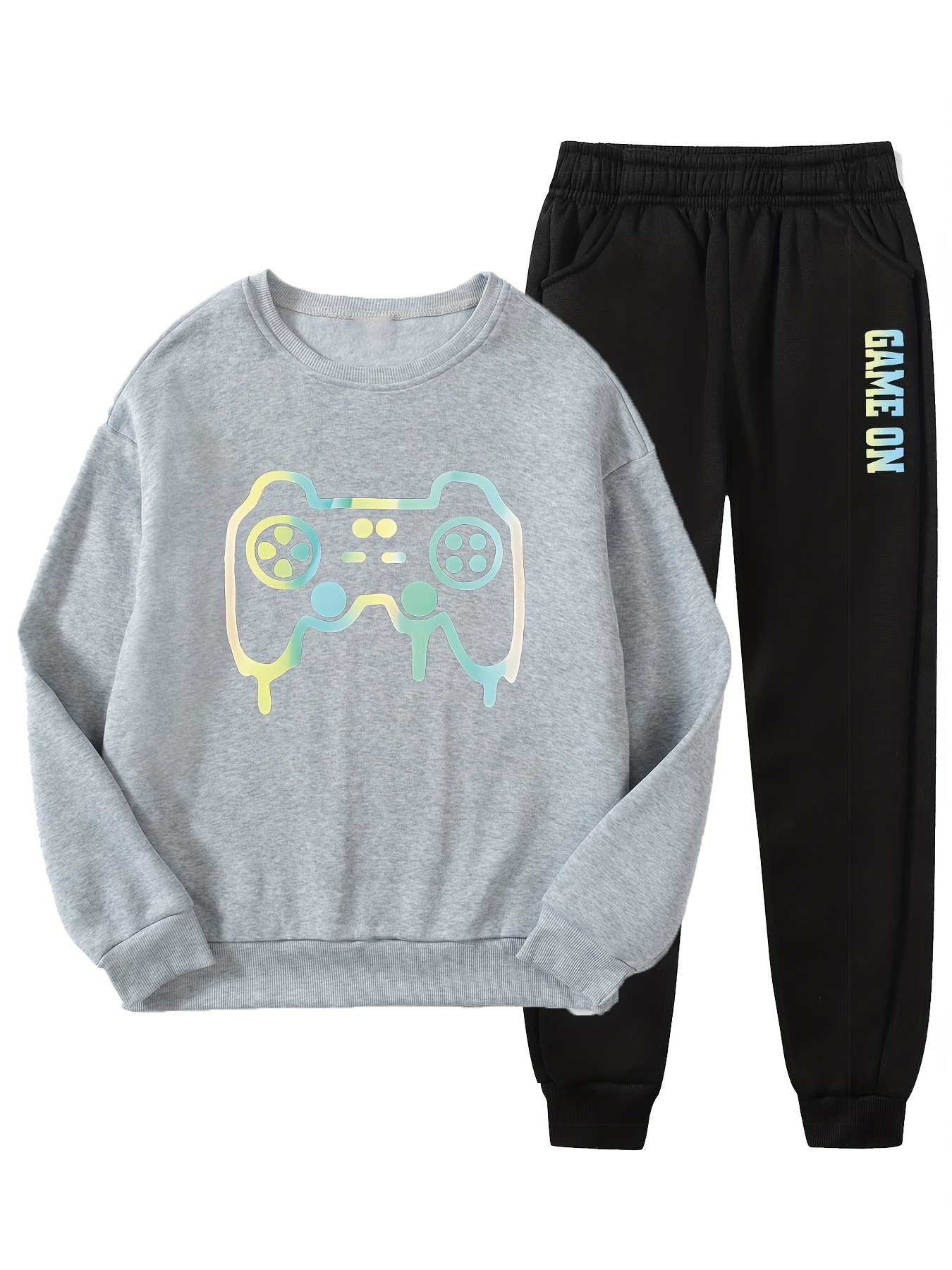 Boy's Cartoon Game Console Print Outfit Sweatshirt Track - Temu