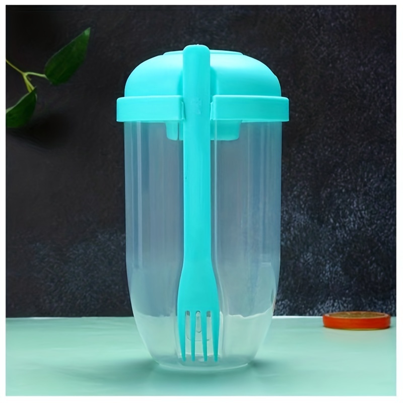 Salad Shaker Cup With Fork, Plastic Salad Container For Outdoor Picnic And  Camping, Kitchen Supplies - Temu