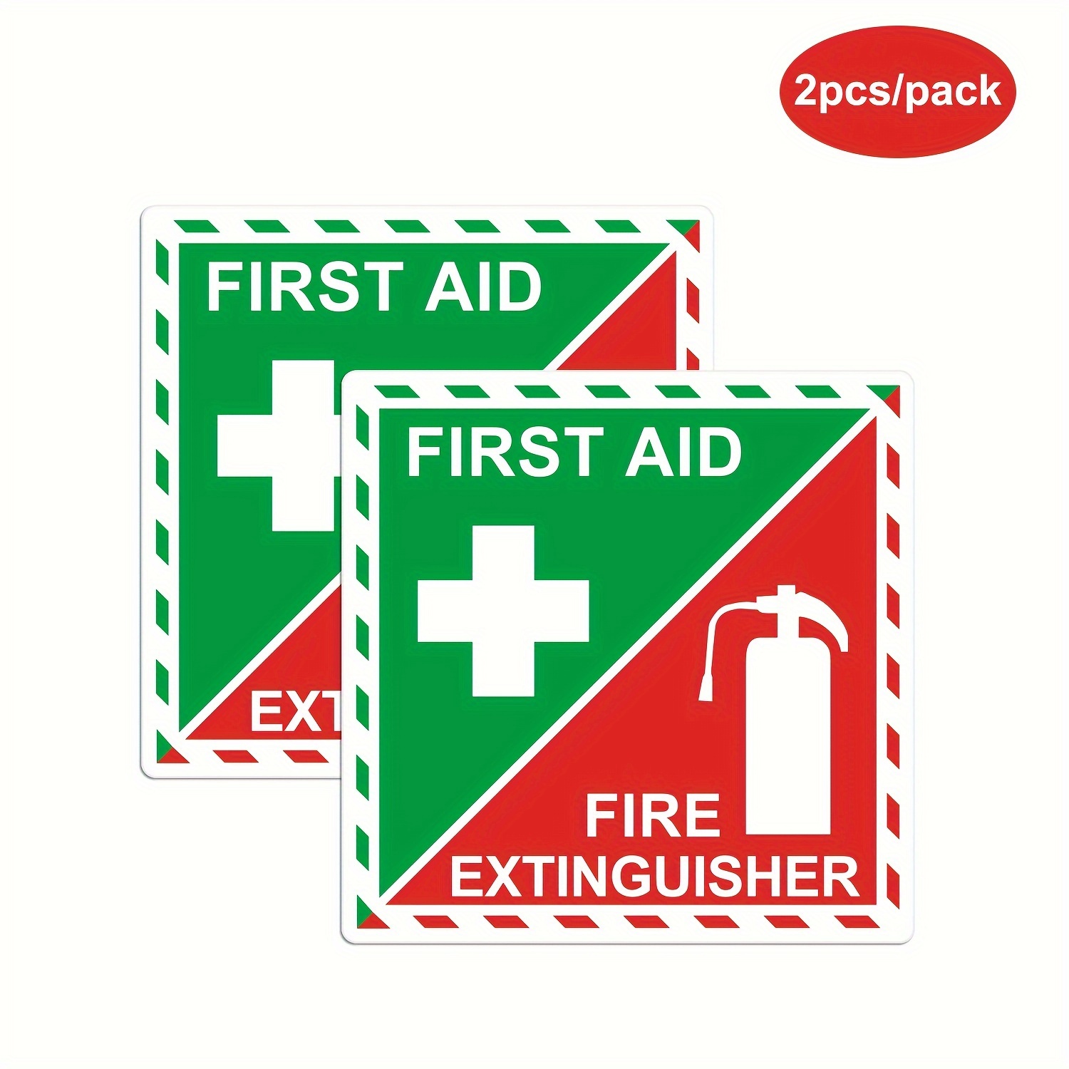 

2pcs Creative First Aid Fire Extinguisher Stickers Decals, Car Safety Vinyl Stickers, Waterproof, Sunscreen, Fade-resistant, Eye-catching Stickers