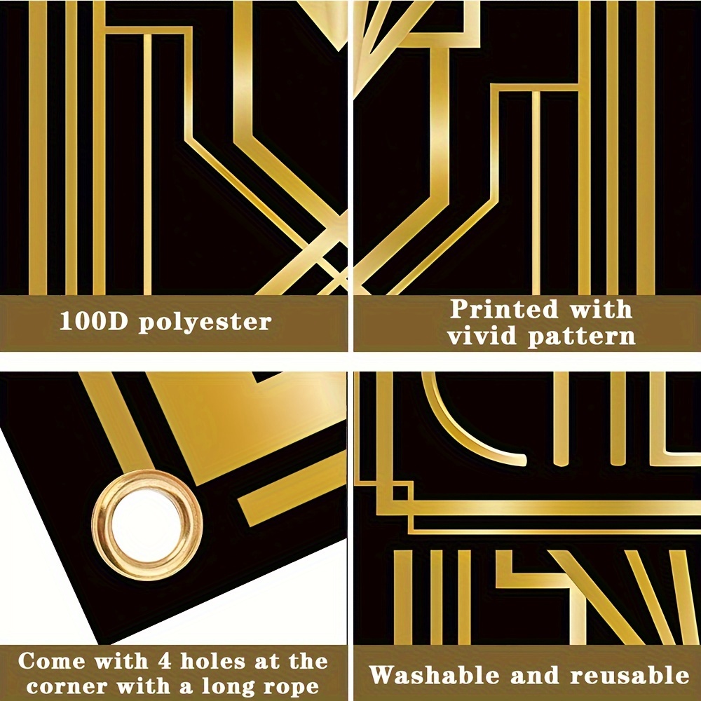 Roaring 20s Party Decorations New Year Porch Signs Black and Gold Banner  1920s Party Door Sign Hanging Banner Party Decorations Door Decors Backdrop