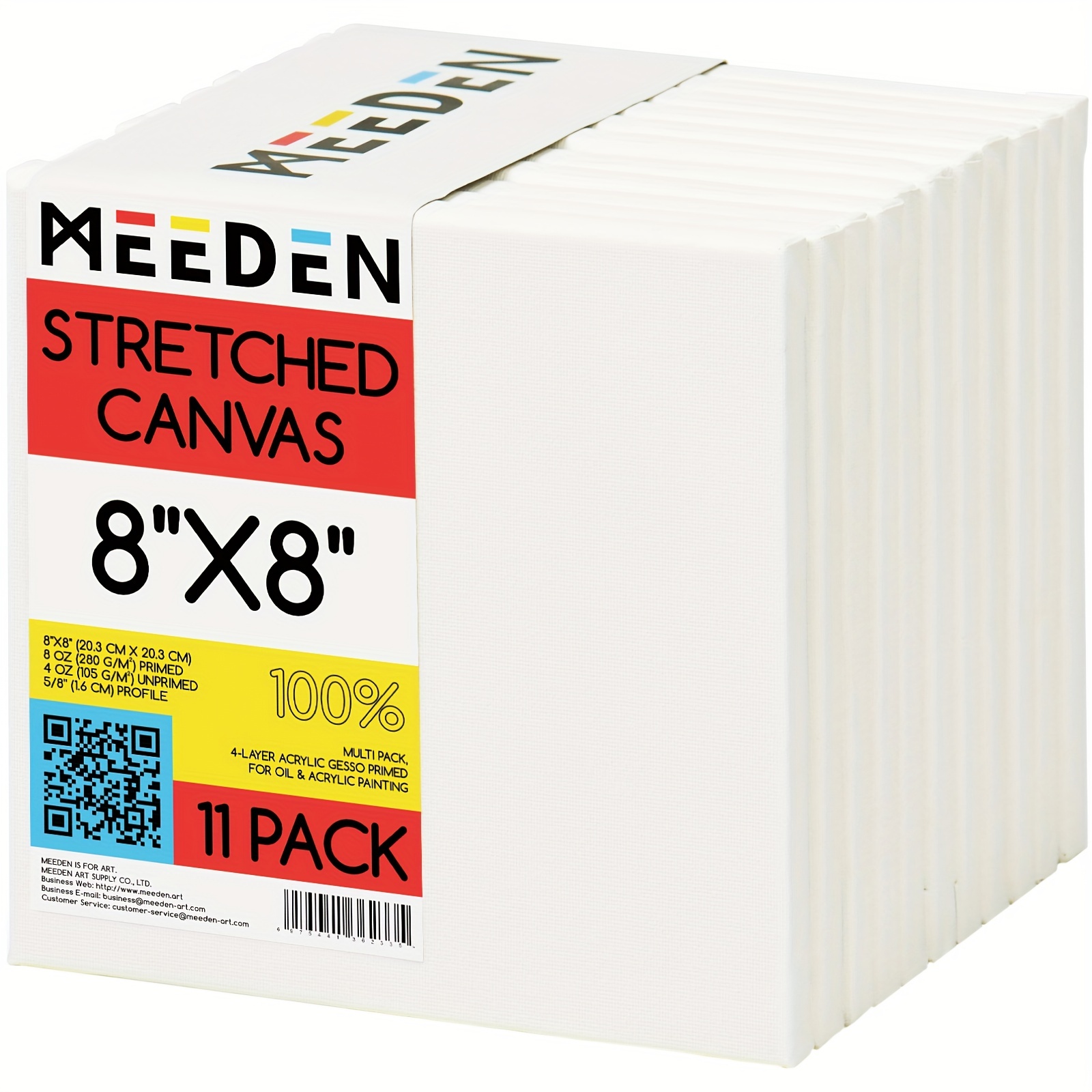 Pack of 4 Stretched Canvas for Painting Primed 30x40cm,12x16
