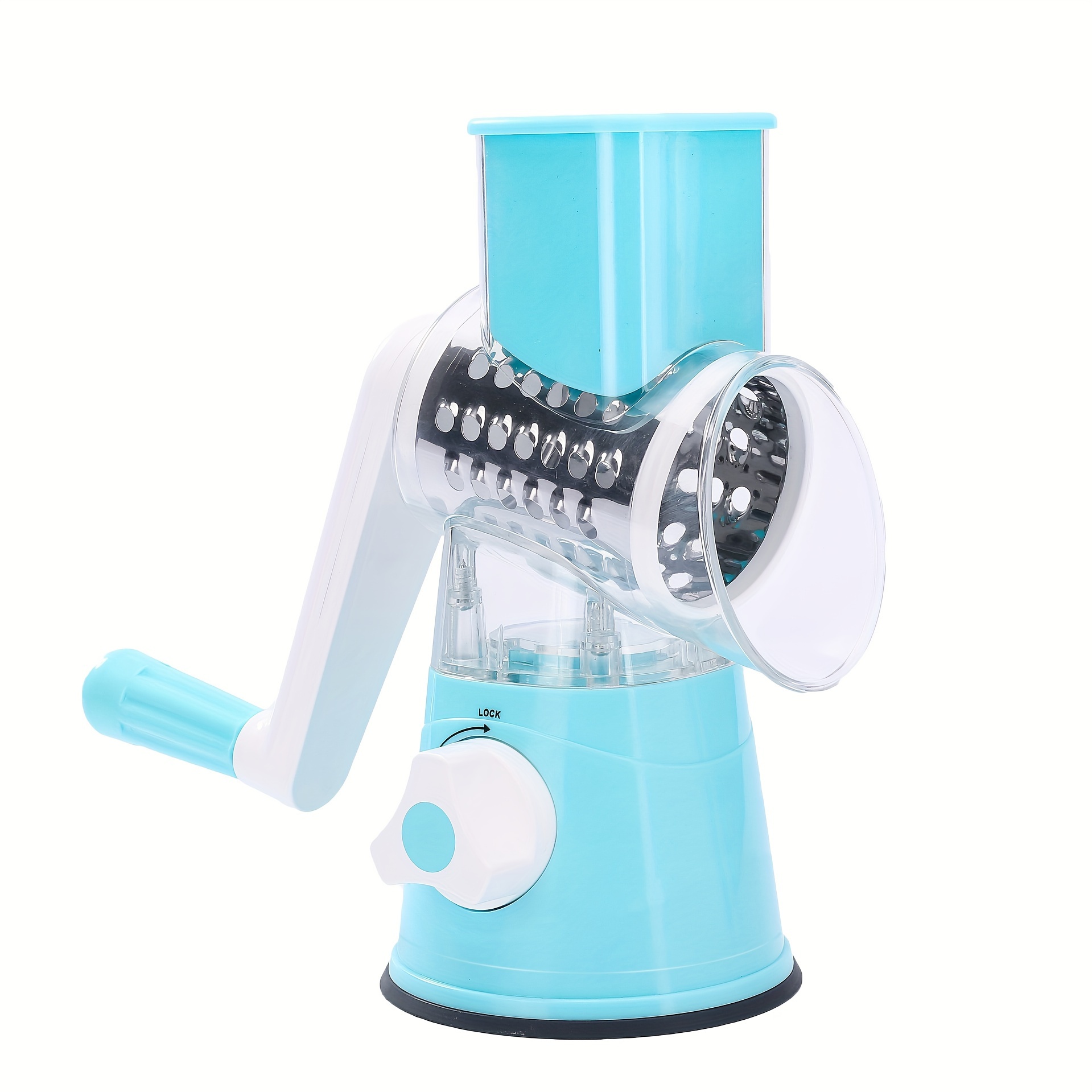 Rotary Cheese Grater Shredder Chopper Round Tumbling Box Mandoline Slicer  Nut Grinder Vegetable Slicer, Hash Brown, Potato with Strong Suction
